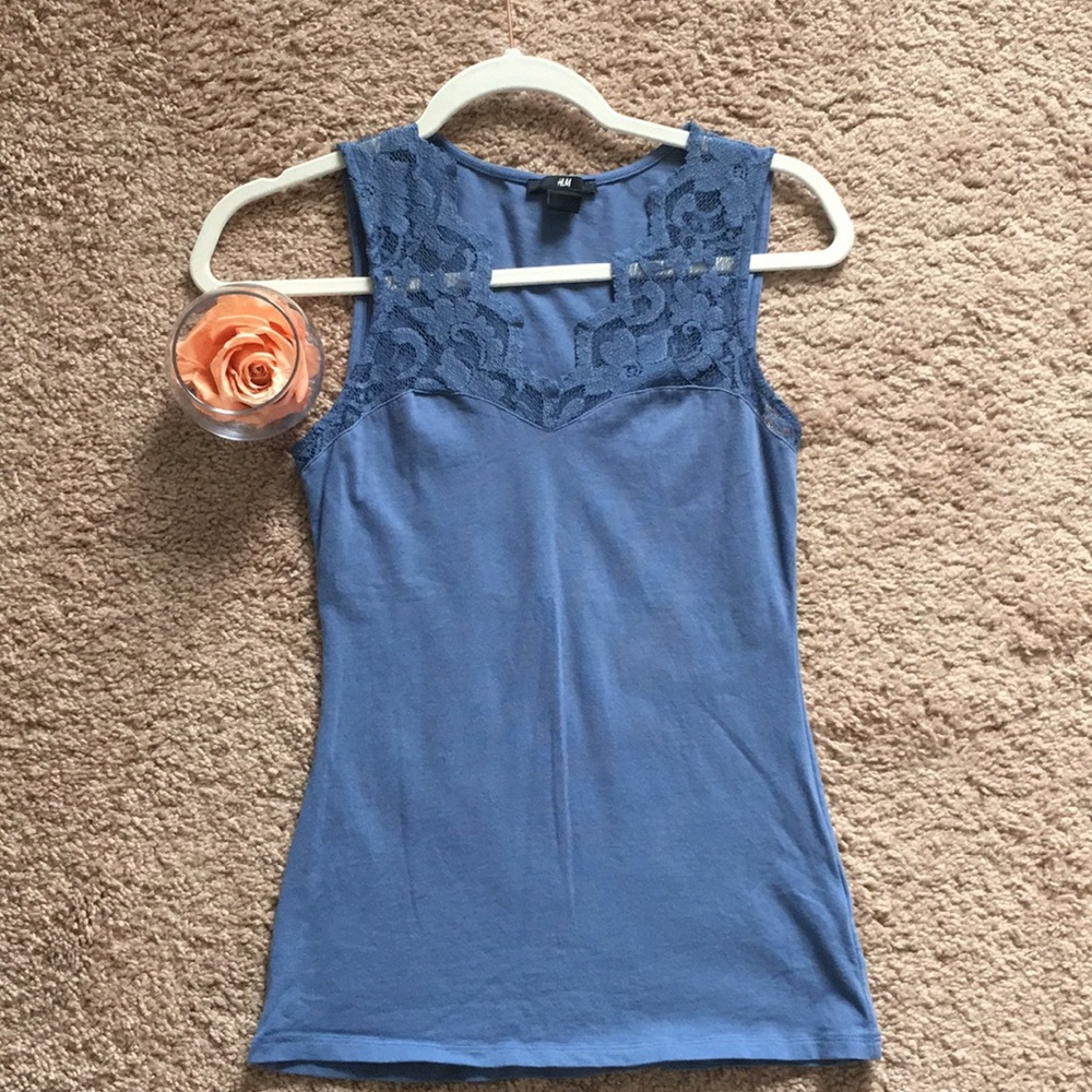 Light Blue Lace Collar H&M Tank Top